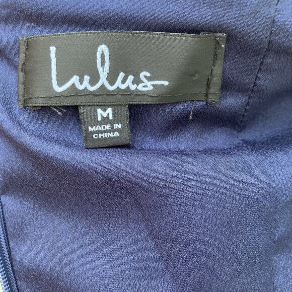 Lulu’s Mini Dress Size M Navy Blue Square Neck Polka Dots Y2K Puff Sleeve Casual - Picture 8 of 10